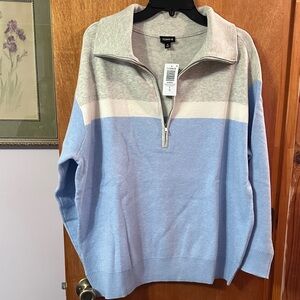 Torrid Women's Blue and Gray Zip-Up Sweater. New. Size 0